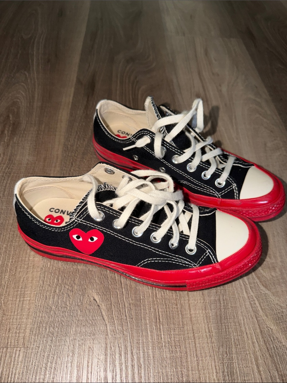❤️ COMME DES GARÇONS CONVERSE BLACK RED SHOES WOMENS SIZE 7 ❤️